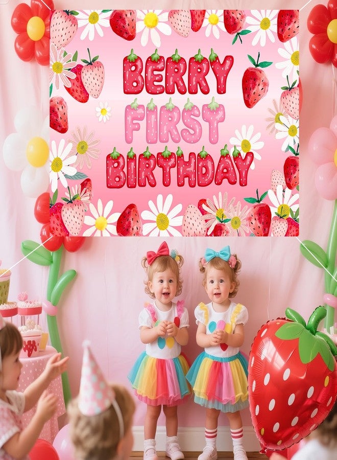 BIGKEOKI Berry First Birthday Decorations Strawberry 1st Bday Backdrop Banner Sweet One Strawberry 1st Party Decor Supplies Strawberry 1st Birthday Decor - Image 4
